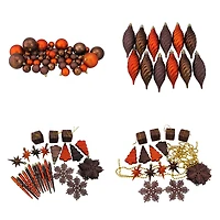 125ct. Chocolate Brown & Burnt Orange Shatterproof 4-Finish Christmas Ornaments