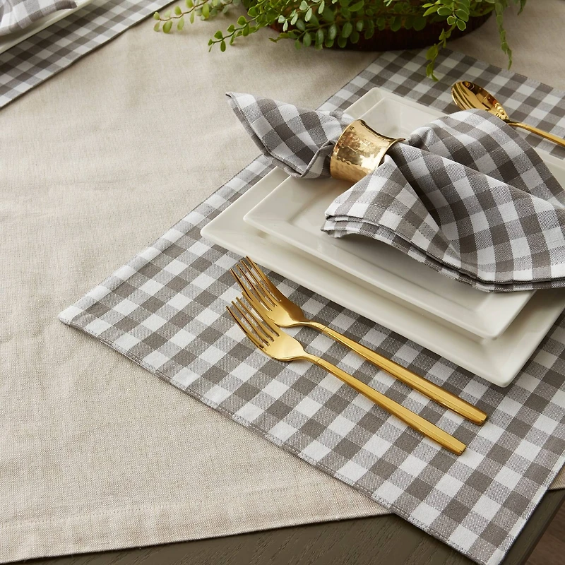 DII® Reversible Gingham & Buffalo Check Placemat Set