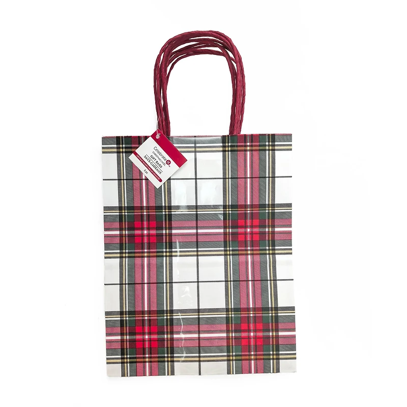 Medium White Plaid Gift Bags, 5ct. by Celebrate It™