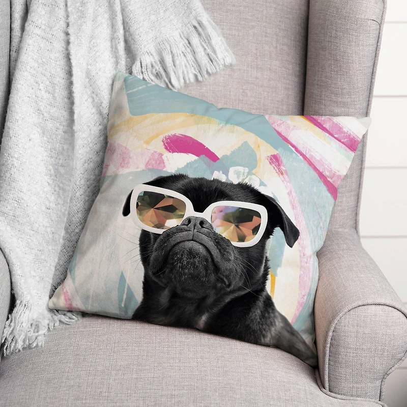 Kaleidoscope Pug 4 Throw Pillow