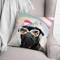 Kaleidoscope Pug 4 Throw Pillow