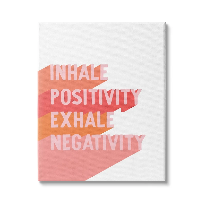 Stupell Industries Inhale Positivity Exhale Negativity Motivational Phrase Pink Pop Canvas Wall Art