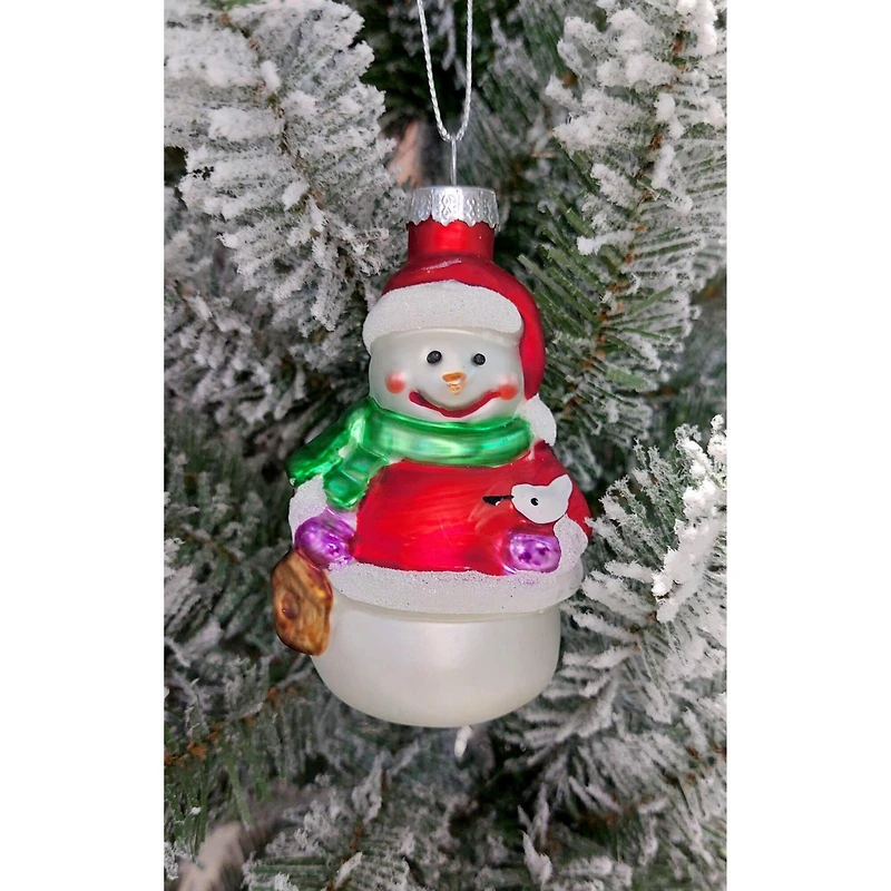 Wizardi 11.81" Snowman with Gift Christmas Glass Ornament
