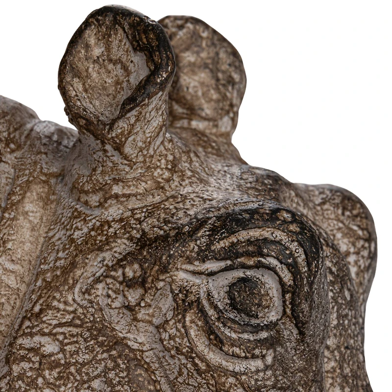 Hello Honey® 16.75" Gray Decorative Hippo Pedestal with Distressed Finish