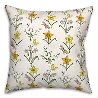 18" White Spring Pattern Indoor/Outdoor Pillow
