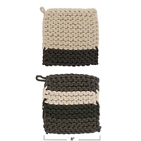 Hello Honey® Brown Cotton Crocheted Pot Holder Set