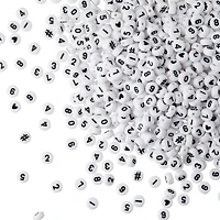 White & Black Number Acrylic Circle Craft Beads, 7mm by Bead Landing™