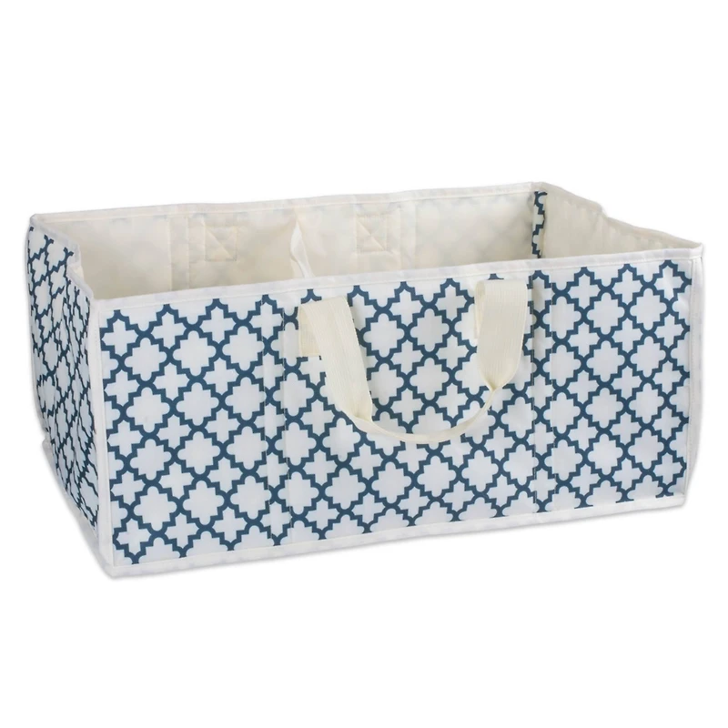 Navy Polyester Lattice Rectangle All Purpose Storage Bin