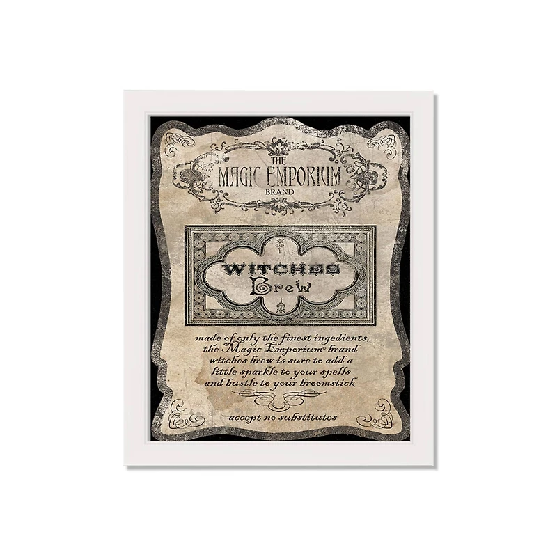 Witches Brew Label 5 16" x 20" White Framed Print Under Plexiglass