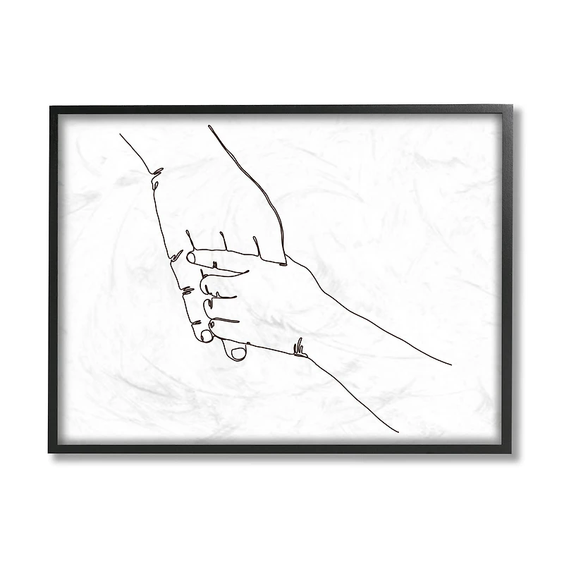Stupell Industries Family Holding Hands Pose Minimal Linework in Frame Wall Art