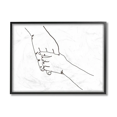 Stupell Industries Family Holding Hands Pose Minimal Linework in Frame Wall Art