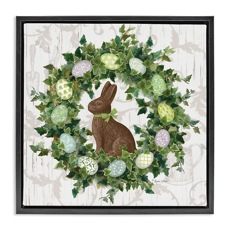 Stupell Industries Spring Easter Egg Wreath Floater Framed Art