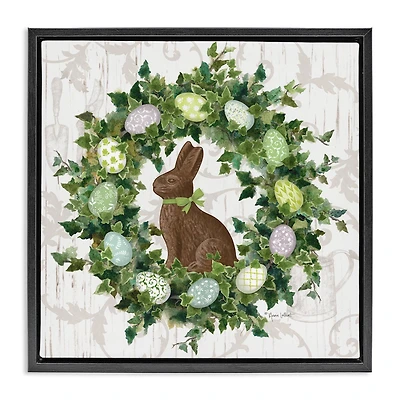 Stupell Industries Spring Easter Egg Wreath Floater Framed Art