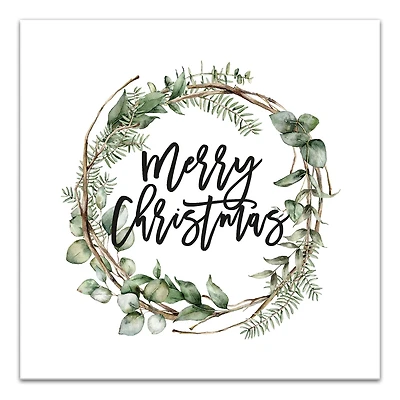 Merry Christmas Wreath Canvas Wall Art