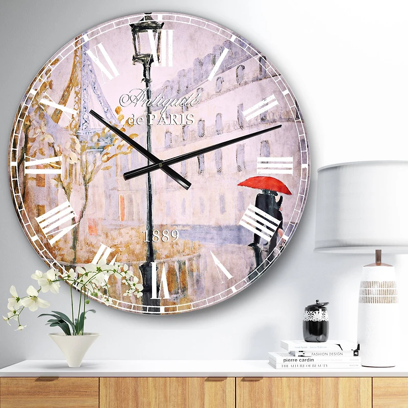 Designart Love in Paris V French Country Wall Clock