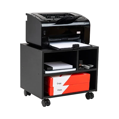 Mind Reader 15.7" Black Printer Cart with Rolling Supply Organization Shelves