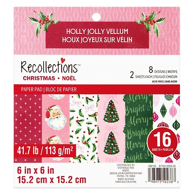 6" x 6" Holly Jolly Vellum Paper Pad, 16 Sheets by Recollections™