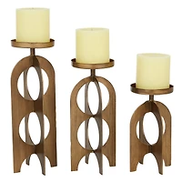 Gold Metal Contemporary Candle Holder Set