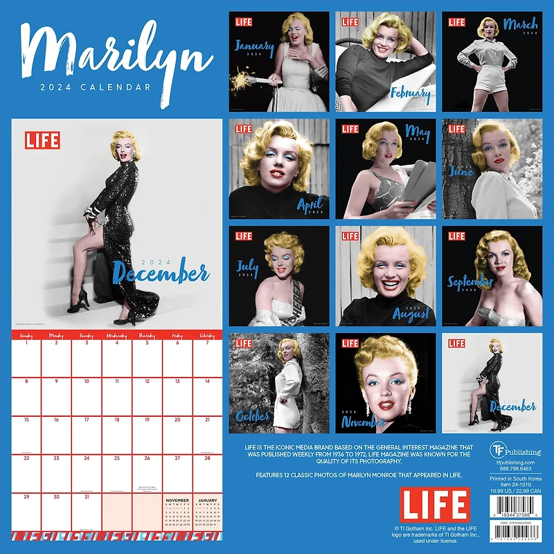 TF Publishing 2024 Marilyn Monroe Wall Calendar