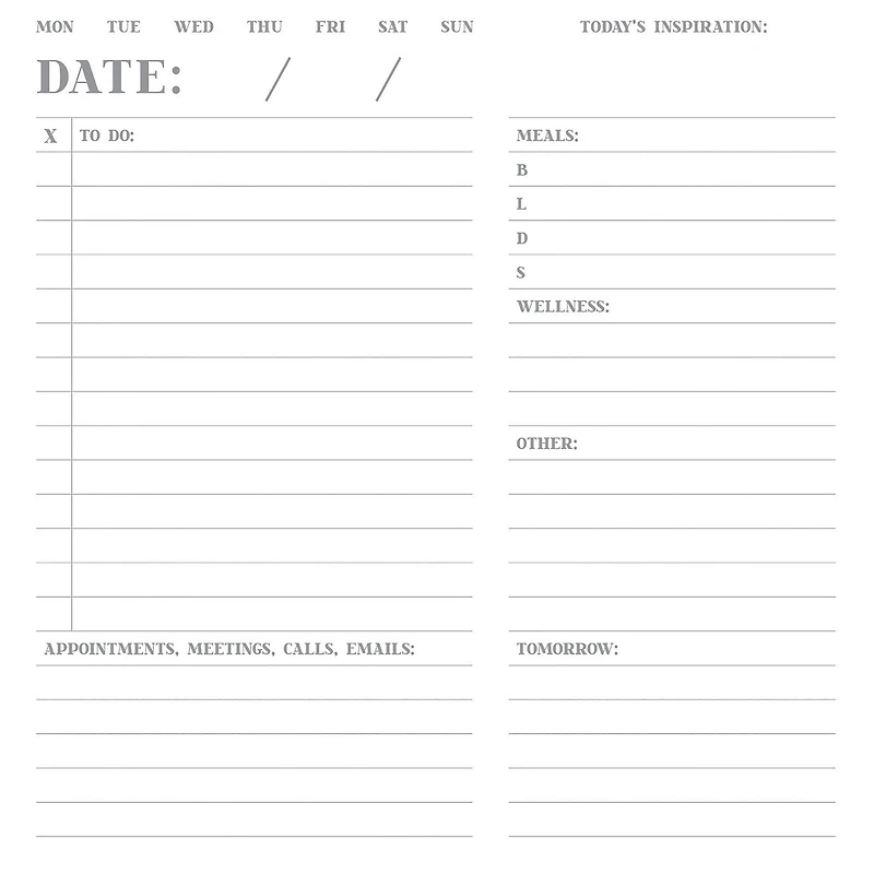 TF Publishing Undated Basic Daily Planning Desktop Note Block