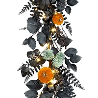 6ft. Black & Orange Halloween Pumpkin Pre-Lit LED Garland