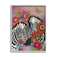 Stupell Industries Loving Zebra Pair over Pink Arabesque Pattern in Gray Frame Wall Art