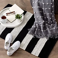 DII® Black & White Stripe Rag Rug, 2ft. x 3ft.