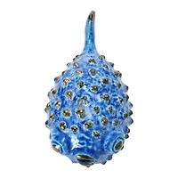 Hello Honey® 4.5" Blue Stoneware Puffer Fish Accent