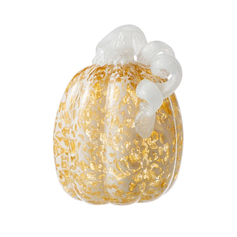 Glitzhome® Amber Dots Fall Pumpkin Glass Tabletop Accent