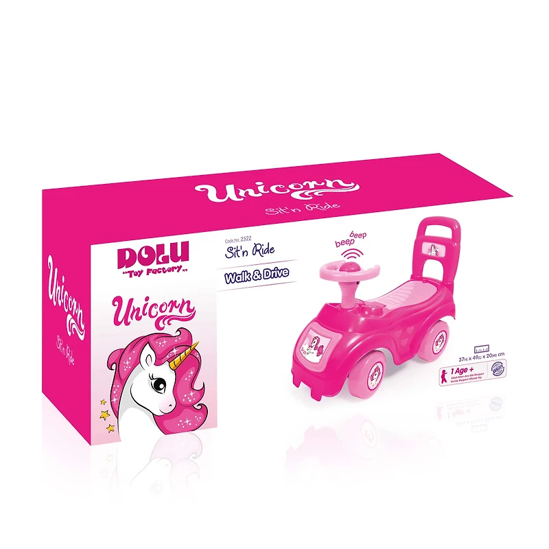Dolu Toys Pink Unicorn Sit & Ride