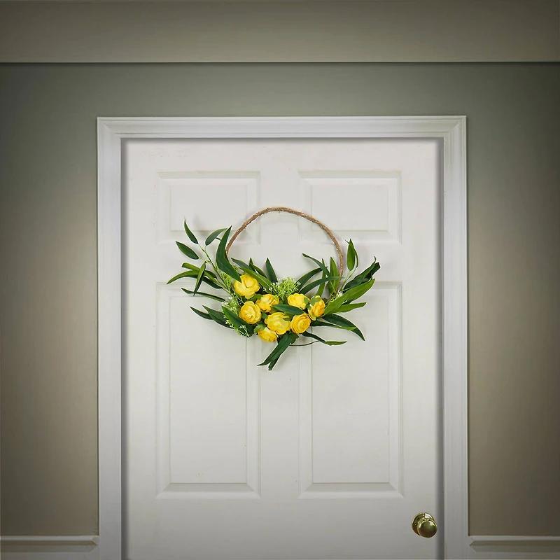 16" Buttercup & Baby’s Breath Hoop Wreath