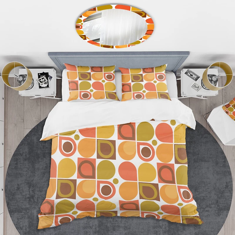 Designart 'Abstract Retro Geometric Pattern VI' Mid-Century Duvet Cover Set