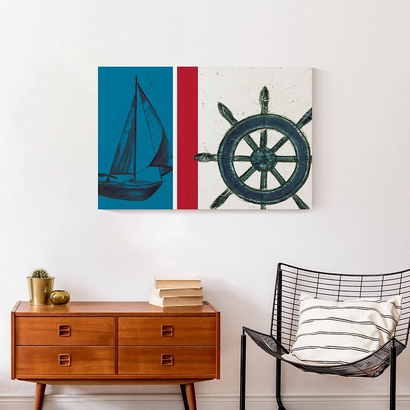 Captains Wheel Collage Canvas Wall Art