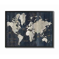 Stupell Industries Distressed Antique World Map Rustic Aesthetic Framed Wall Art
