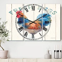 Designart 'Wood Farm Roaster Ii Farmhouse Multipanel Wall Clock