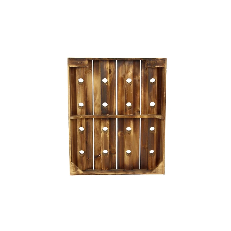 25" Brown Wood Rustic Wine Holder Rack