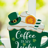 Glitzhome® 5.25" Wooden St. Patrick's Coffee Cup Table Décor Set
