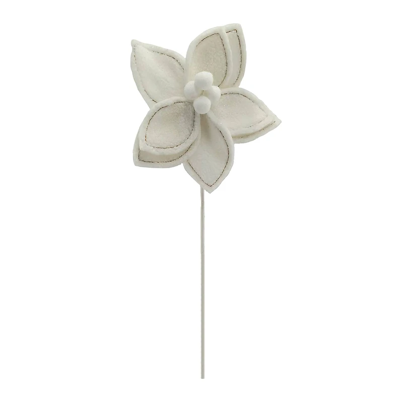 22.5" White Glitter Poinsettia Stem by Ashland®