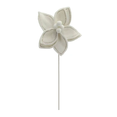 22.5" White Glitter Poinsettia Stem by Ashland®