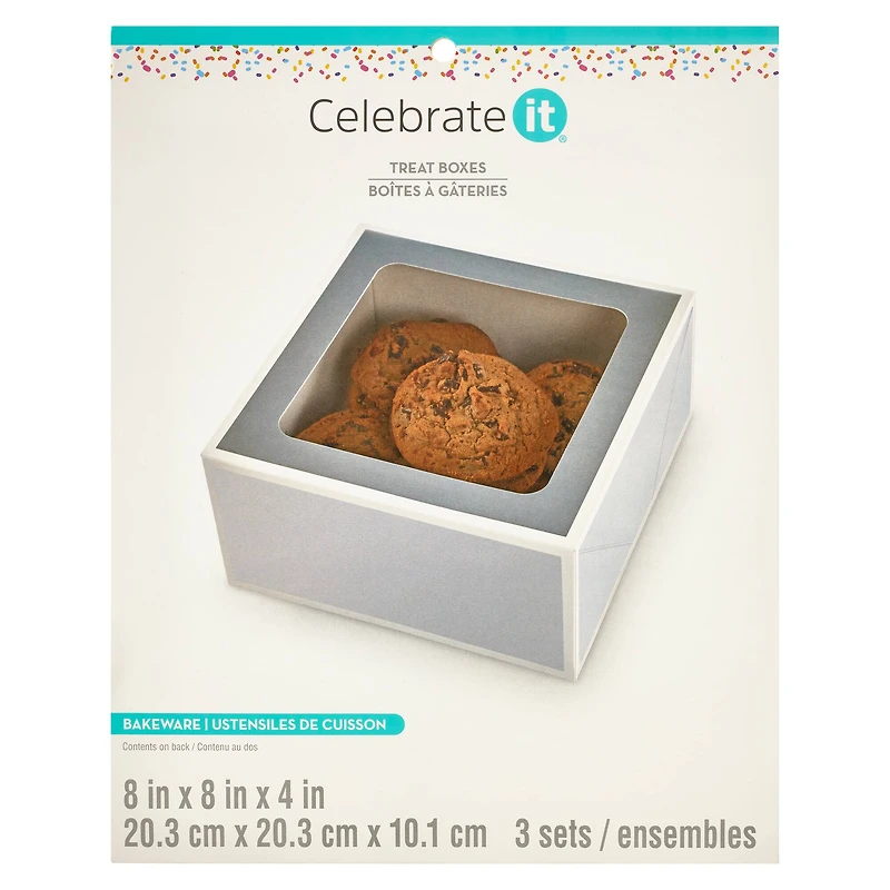 6 Packs: 3 ct. (18 total) Silver Solid Treat Boxes by Celebrate It®
