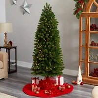 6ft. Pre-Lit Slim Virginia Spruce Artificial Christmas Tree, Warm White LED Lights