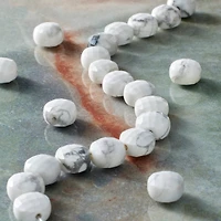 White Howlite Faceted Coin Beads, 8mm by Bead Landing™