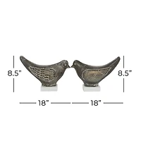 Set of 2 Brown Ceramic Coastal Bird Sculpture, 16.75", 18.25"
