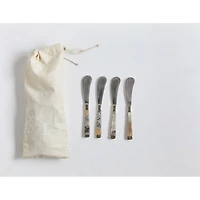 Hello Honey® Stainless Steel Canape Knives with Horn Handles, 4ct.