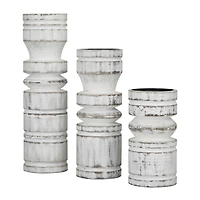 White Coastal Candle Holder Set