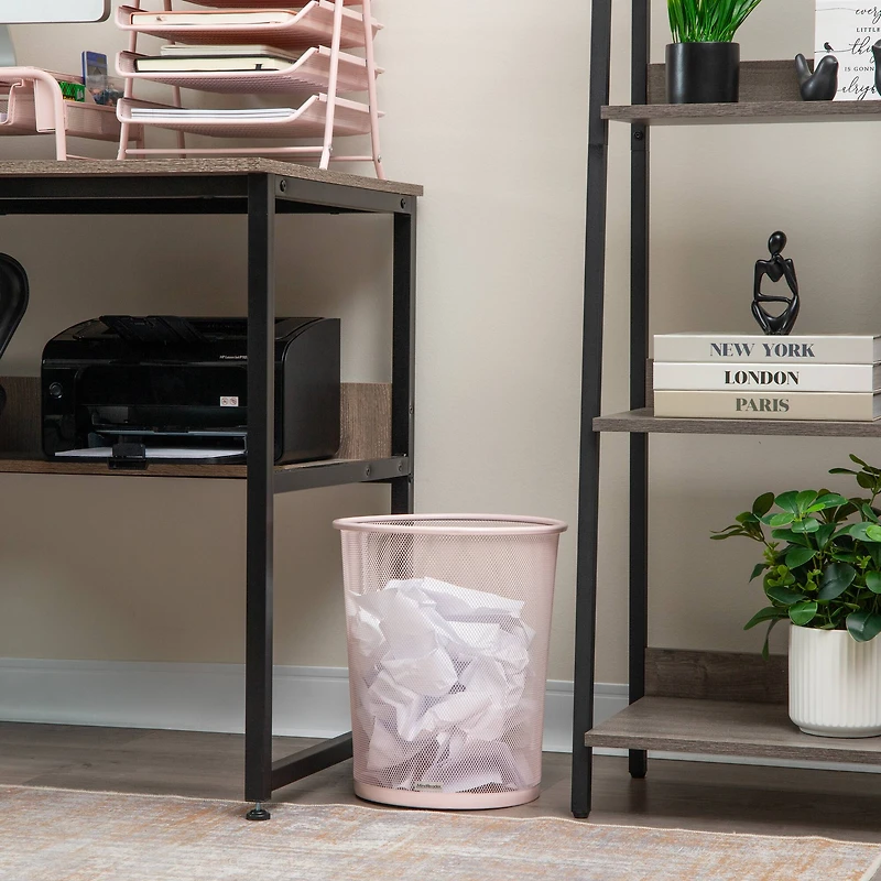 Mind Reader Garbage Round Metal Mesh Waste Basket Recycling Bin