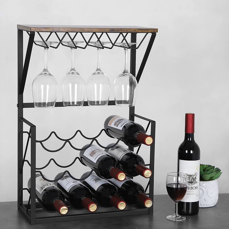 NEX™ 23.5" Brown Freestanding 12-Bottle Wine Rack