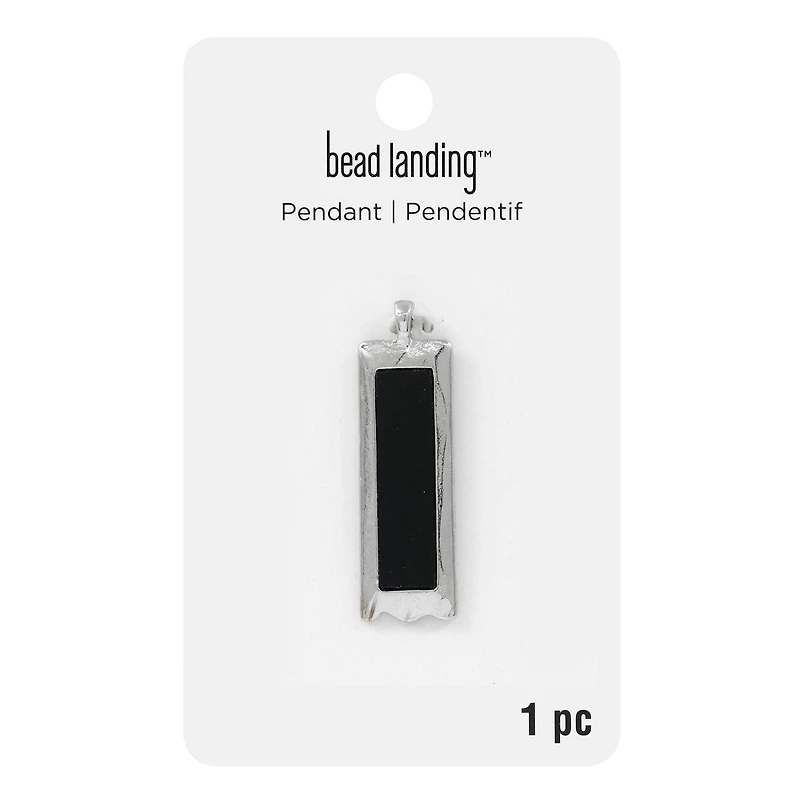 Silver & Black Rectangle Pendant by Bead Landing™