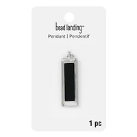 Silver & Black Rectangle Pendant by Bead Landing™