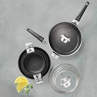 THE ROCK by Starfrit 12-Piece Space-Saving Set With T-Lock Detachable Handles
